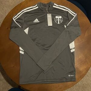Adidas Timbers 2023 on-field soccer pullover half zip jacket. Men’s Medium gray.